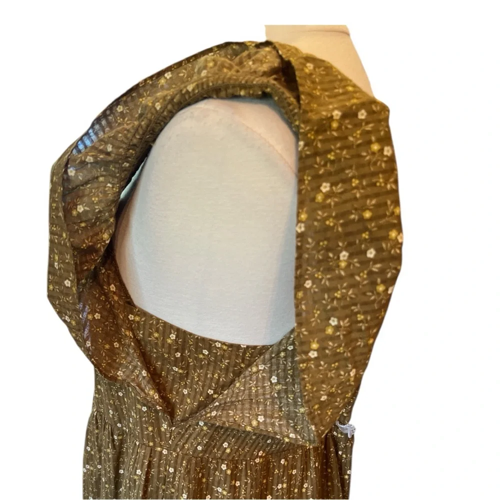 Madewell Ruffle-Sleeve Tiered Midi Dress in Daisy Stitch Size L - Belt included - Picture 14 of 14